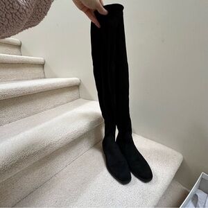 Classic Black Over-the-Knee Women's Boots - Slim Suede Look